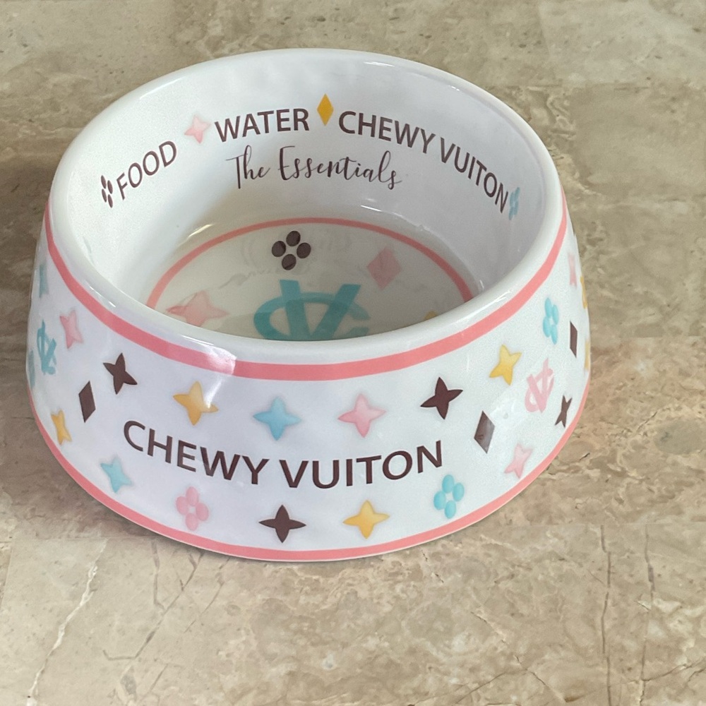 Chewy Vuiton Designer Pet Bowl - Pastel Multicolor